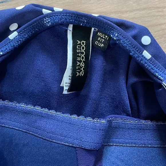 Bond Eye Australia Navy & White Polka Dot Swimsuit Tankini Top & Bottom size 10 - Picture 5 of 8